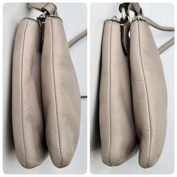 Coach Lyla Park Leather Double Gusset Nude Soft Pebbled Shoulder Bag Crossbody - Picture 5 of 8